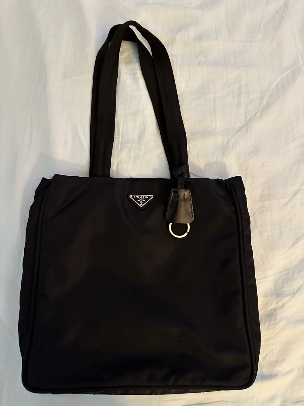 Prada Black Nylon Tote with Leather Tag